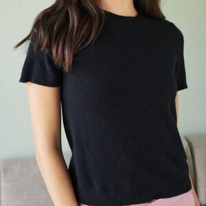 Quince Mongolian Cashmere Tee Medium Black